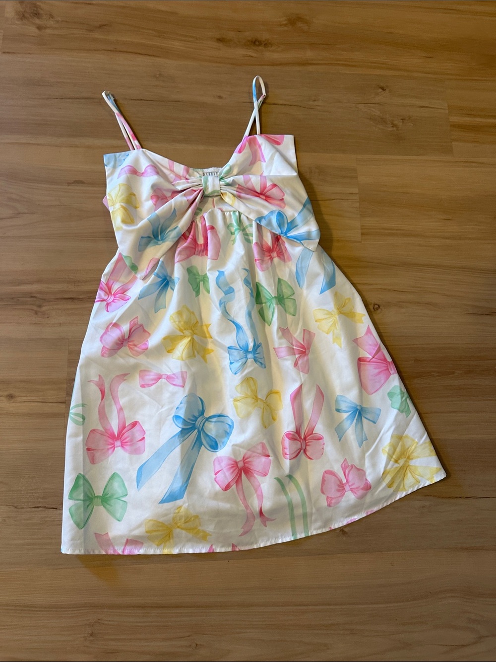 Peach Love California White Mini Dress with Pastel Bows